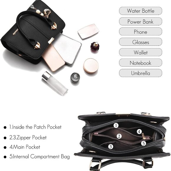 Leather Ladies Shoulder Crossbody Bag with Multiple Pockets and Elegant Design - Picture 5 of 6